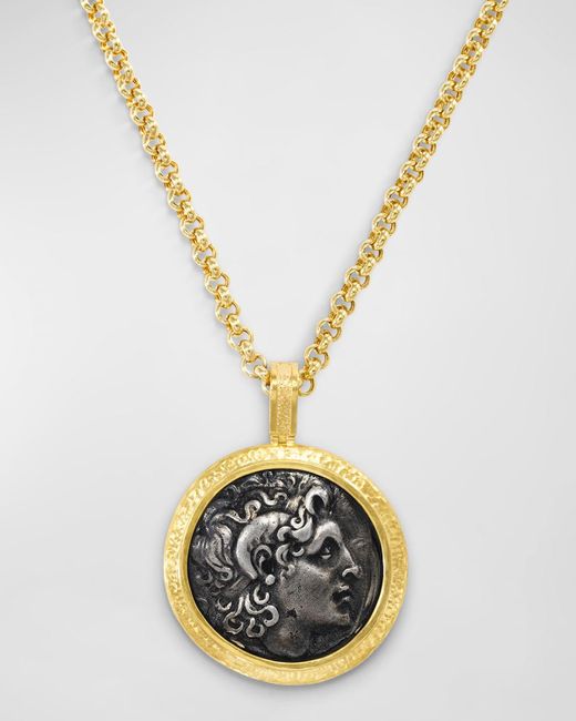Jorge Adeler Metallic 18K Alexander The Great Coin Pendant for men