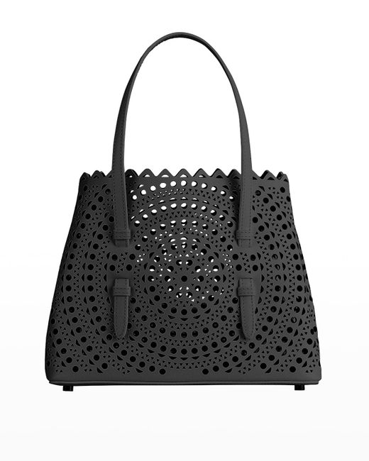 Alaïa Black Mina 32 Tote Bag In Vienne Perforated Leather