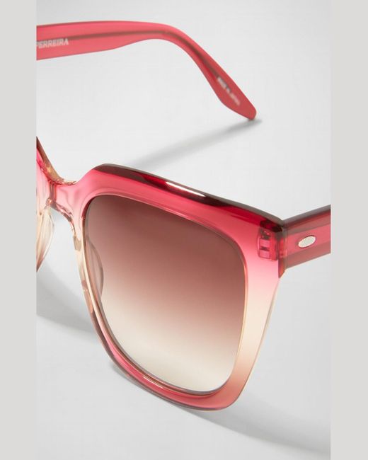 Barton Perreira Pink Bolsha Rectangle Gradient Sunglasses