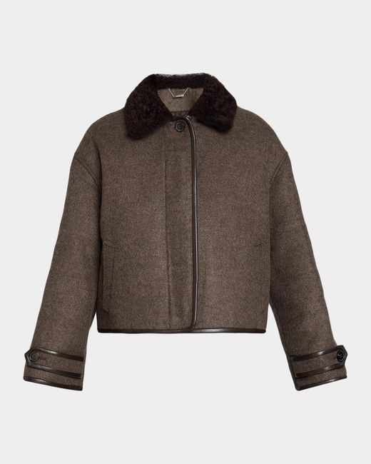Jonathan Simkhai Brown Orien Contrast-Collar Jacket