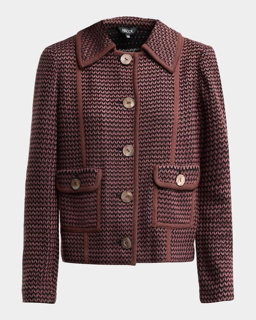Misook Brown Graphic Textured Knit Jacket