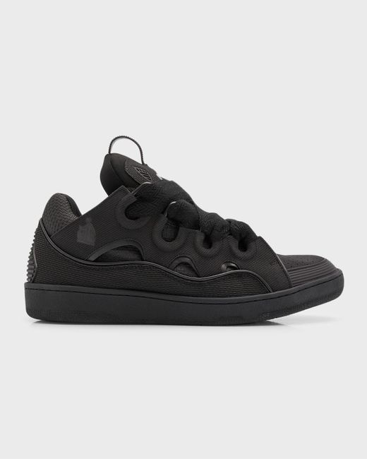 Lanvin Black Curb Chunky Leather Low-top Sneakers for men
