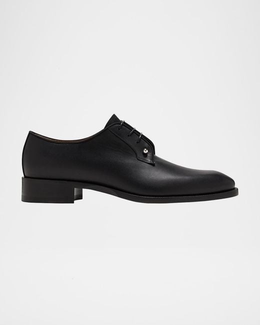 Christian Louboutin Black Chambeliss Collar-Pin Leather Derby Shoes for men