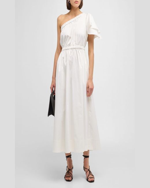 Cynthia Rowley White One-Shoulder Cotton Midi Dress