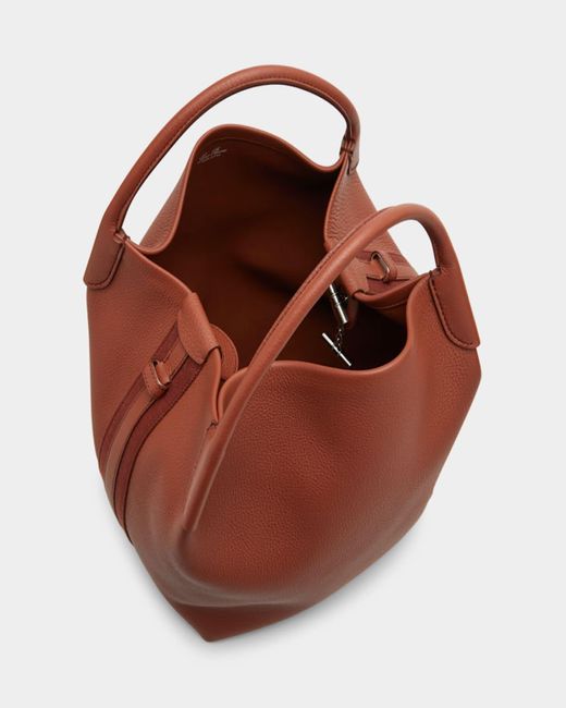 Loro Piana Brown Bale Fine-grain Leather Crossbody Bag