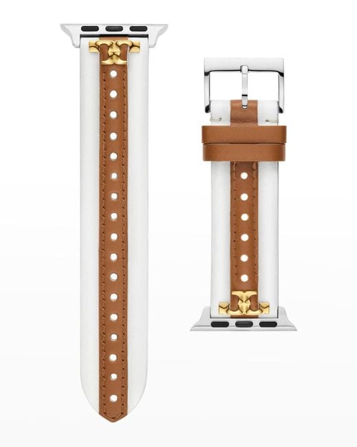 Tory Burch Kira Luggage And Ivory Leather Apple Watch Band, 38-41mm in  White | Lyst