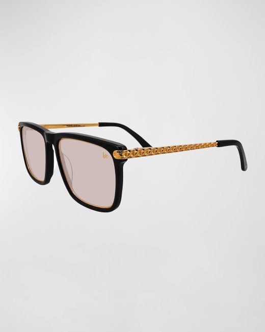 Vintage Frames Company Brown Don Acetate 24K Rectangle Sunglasses for men