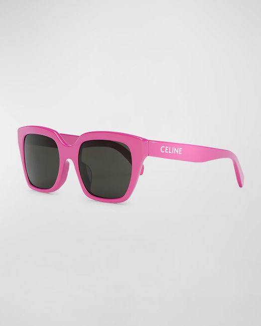 Céline Pink Logo Square Acetate Sunglasses