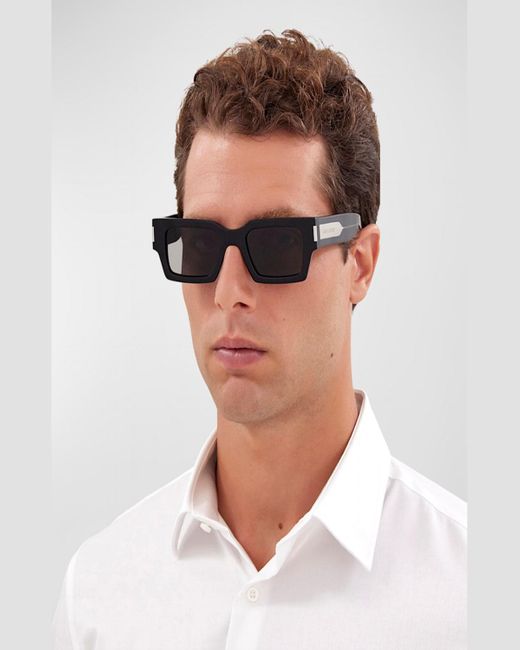 Saint Laurent Multicolor Rectangle Acetate Sunglasses With Logo for men