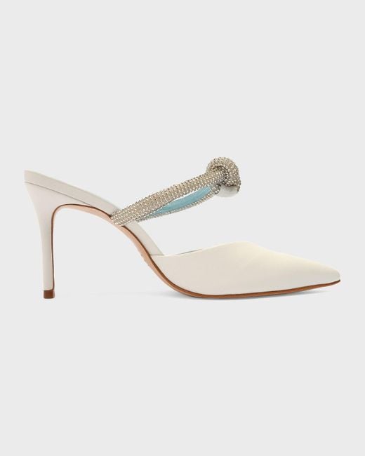 SCHUTZ SHOES White Pearl Crystal Knot Mule Pumps