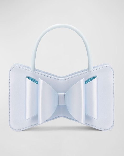 Mach & Mach Blue Le Cadeau Medium Bow Satin Top-Handle Bag