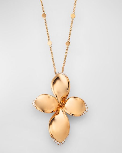 Pasquale Bruni Metallic 18k Rose Gold Diamond Flower Pendant
