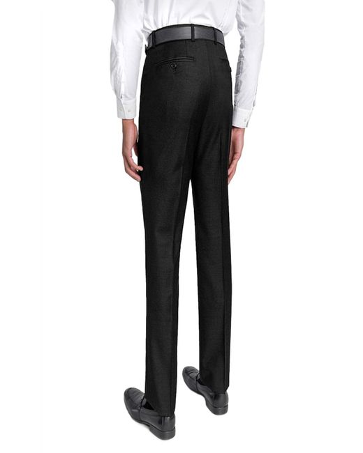 Santorelli Black Loro Piana Wool Comfort Waistband Trousers for men