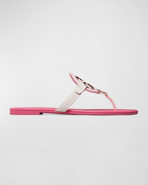 Tory Burch Pink Miller Glossy Logo Thong Sandals