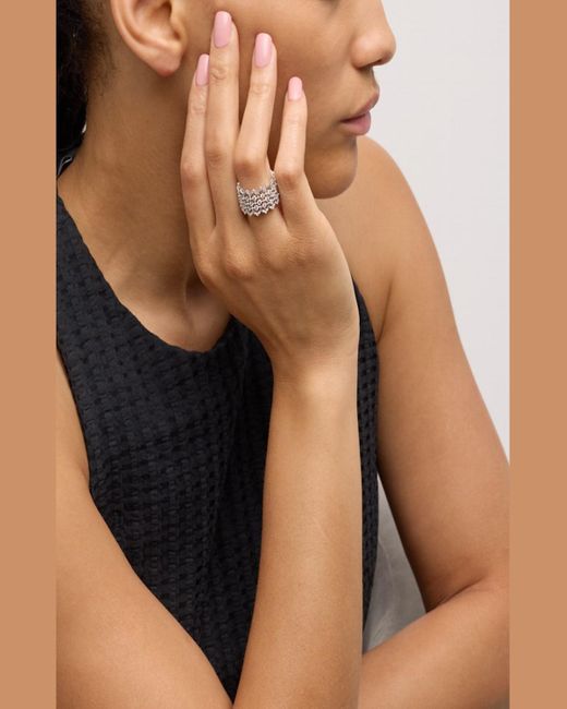 Buccellati Natural Rombi 18K Diamond Wide Band Ring, Size 56