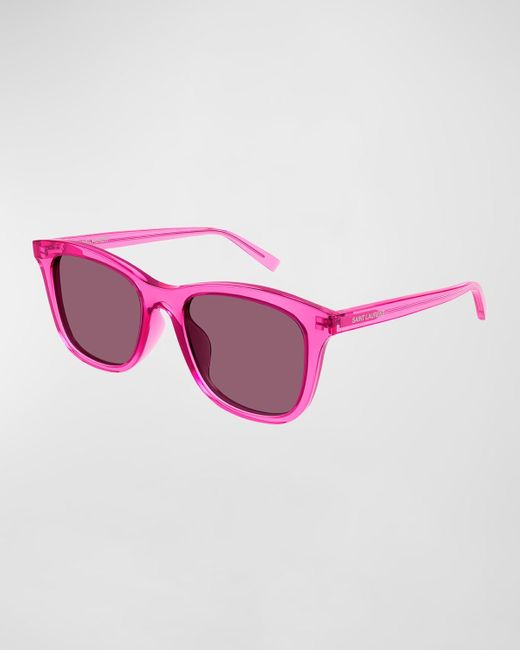 Saint Laurent Pink Logo Square Acetate Sunglasses