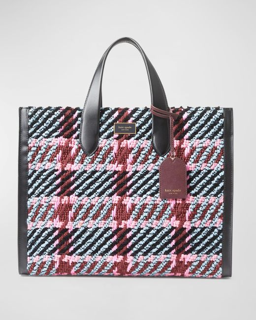 Kate Spade Manhattan Large Plaid Tote Bag Lyst