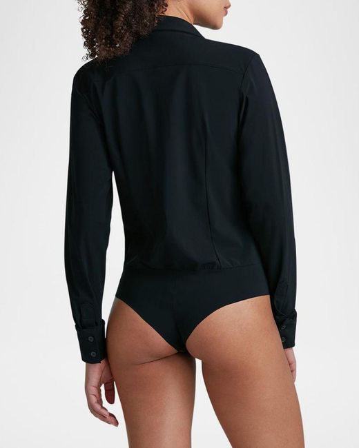 Commando Blue Button-Front Oxford Bodysuit