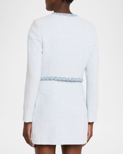 LoveShackFancy Blue Azula Tweed Jacket