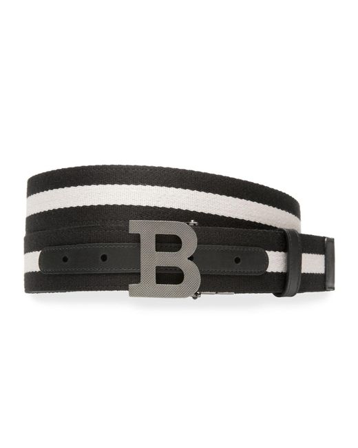 Bally Black Men's Logo-buckle Webbing Belt for men