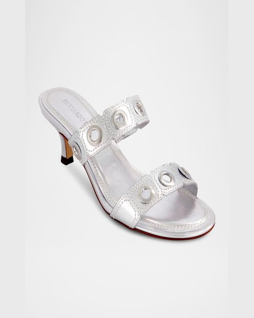 Bernardo White Patra Metallic Dual-Band Slide Sandals