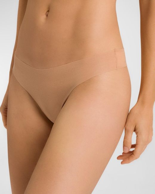 Hanro Brown Invisible Cotton Thong Underwear