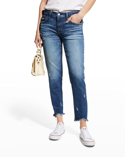 Moussy Blue Daleville Mid-rise Distressed Cropped Skinny Jeans