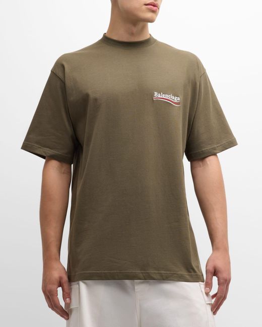 Balenciaga Green Campaign Logo Boxy T-Shirt for men