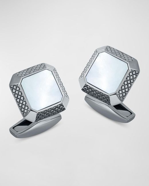 Tateossian Metallic Sterling Silver Mother-of-pearl Cufflinks for men
