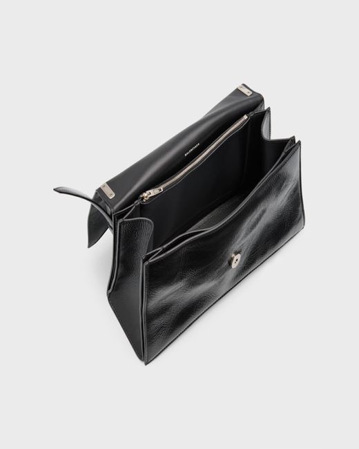 Balenciaga Black Crush Medium Sling Leather Shoulder Bag