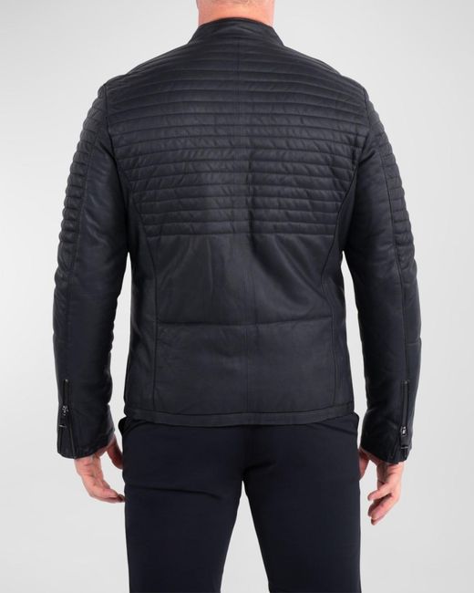 Maceoo Black Apos;S Matte Leather Moto Jacket for men
