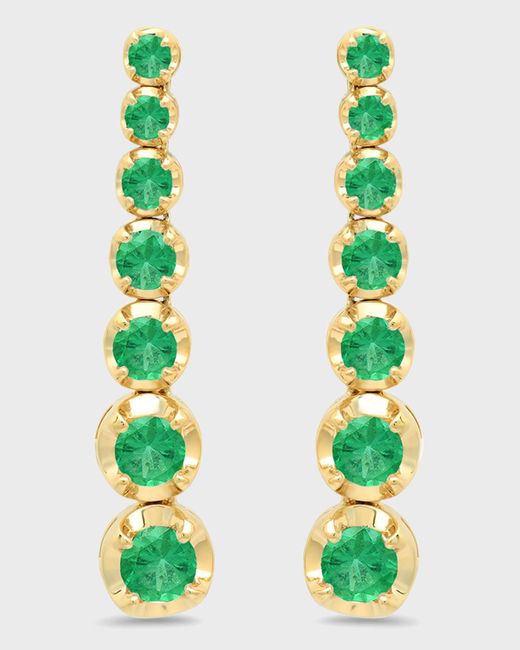 Jennifer Meyer Green 18k Gold 7-emerald Tennis Stud Earrings