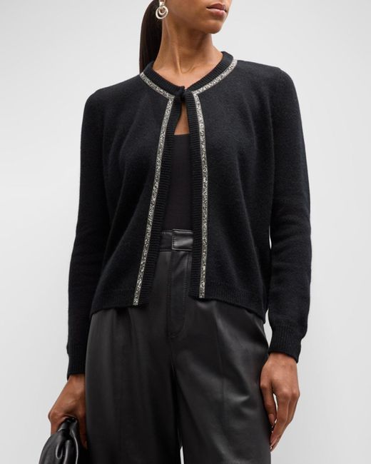 Neiman Marcus Black Cashmere Shrug With Embellished Trim