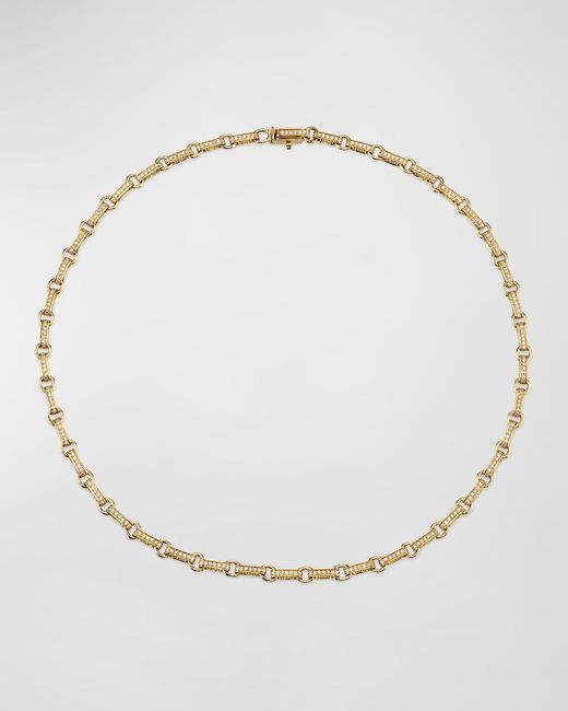 Sydney Evan Natural Round Rectangle Link Necklace With Diamonds