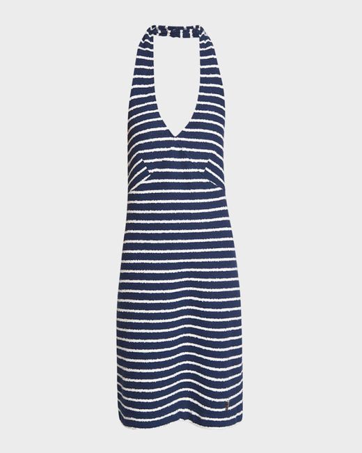 Givenchy Blue Halter-Neck Striped Towelling Mini Dress