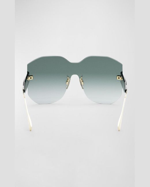 Fendi Gray Graphy Rimless Geometric Nylon & Metal Shield Sunglasses