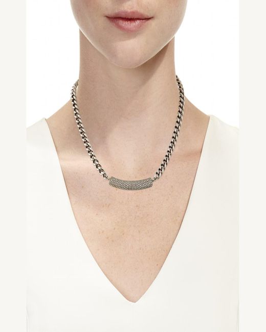 Sheryl Lowe Metallic 7mm Short Curb Chain & Diamond Necklace