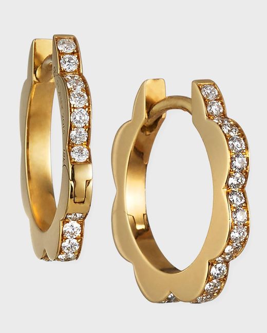 CADAR Metallic 18k Yellow Gold Small Diamond Triplet Hoop Earrings