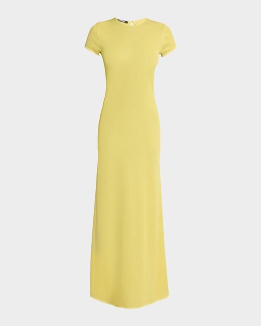 Jacquemus Yellow Solid Knitted Maxi Dress