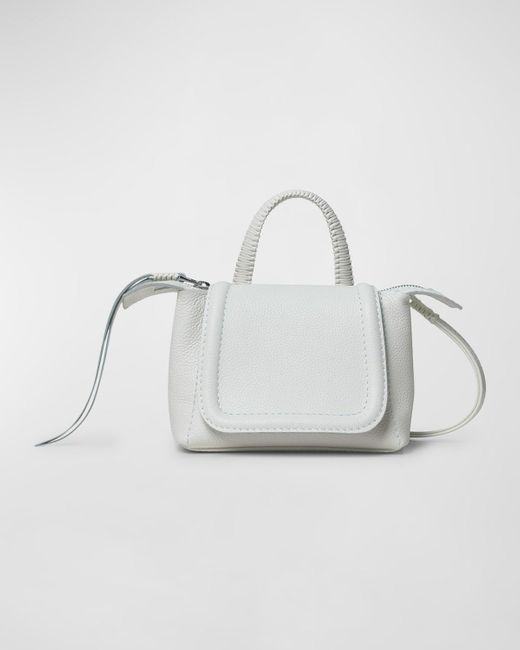 Callista White Mini Flap Leather Top-Handle Bag