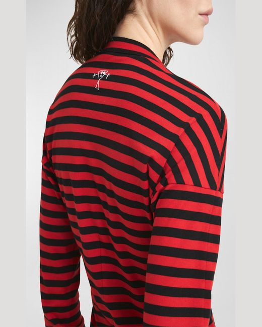 Plan C Red Riga Marinaio Striped Jersey Long-Sleeve Shirt