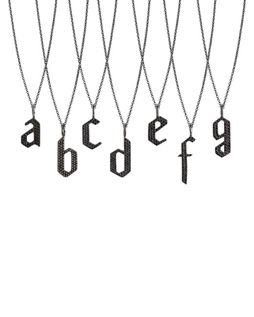 Bridget King Jewelry Metallic Black Diamond Alphabet Necklace