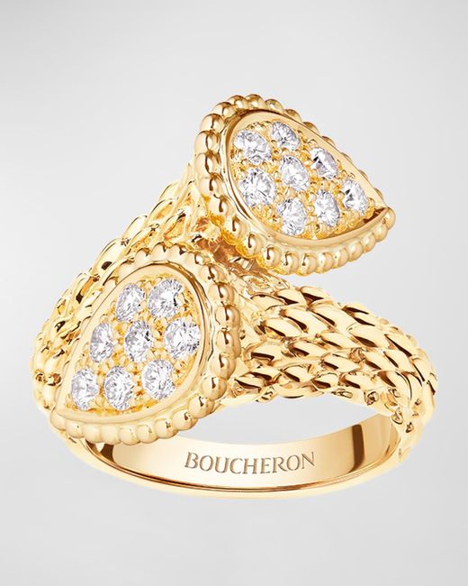 Boucheron Metallic Serpent Boheme 18k Yellow Gold Diamond Ring, Eu 52 / Us 6