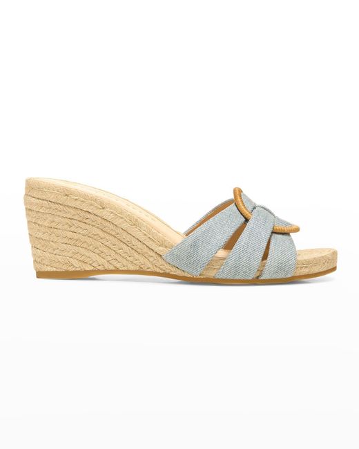 Veronica Beard Ivy Woven Wedge Espadrille Sandals in White | Lyst