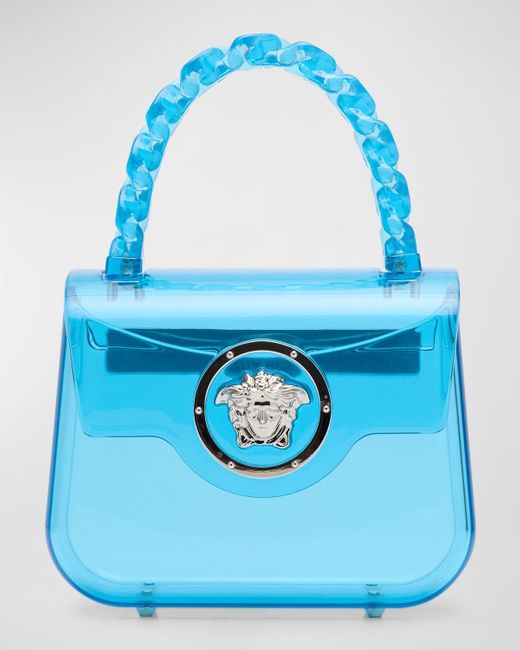 Versace Blue La Medusa Mini Acrylic Top-Handle Bag