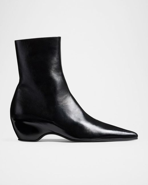 Khaite Black Sybil Leather Ankle Boots
