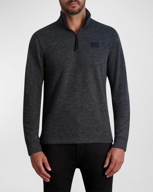 Karl Lagerfeld Black Brushed Quarter-Zip Sweater for men