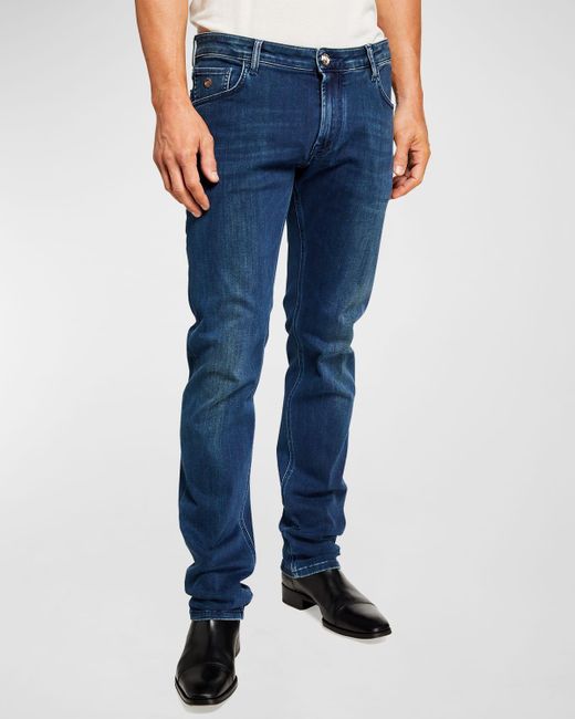 Stefano Ricci Blue Dark-Wash Straight-Leg Denim Jeans for men