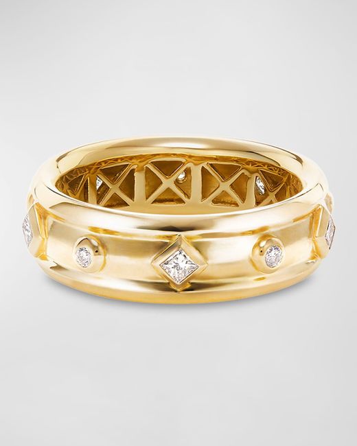 David Yurman Metallic 18k Modern Renaissance Ring W/ Diamonds, Size 8