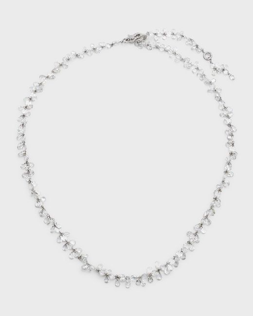 64 Facets 18k White Gold Diamond Cluster Necklace